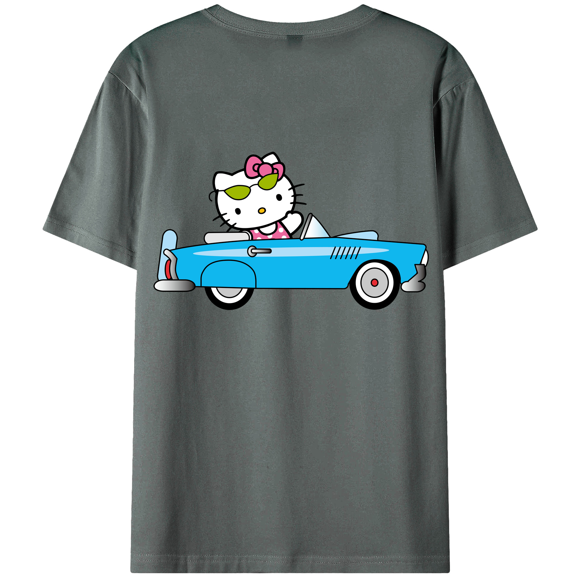 （画像用） Hello Kitty ハローキティ 綿100％ メンズ半袖Tシャツ（バックプリント） 通気性